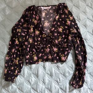 Zara 3/4 Length Sleeve Floral Blouse